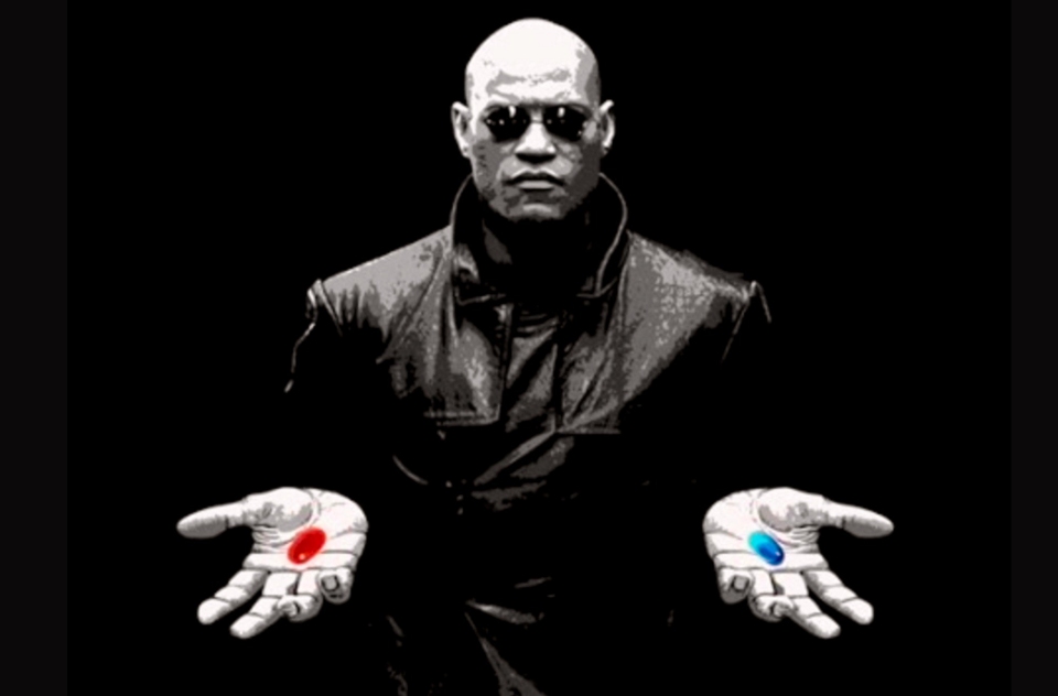 matrix red pill blue pill scene