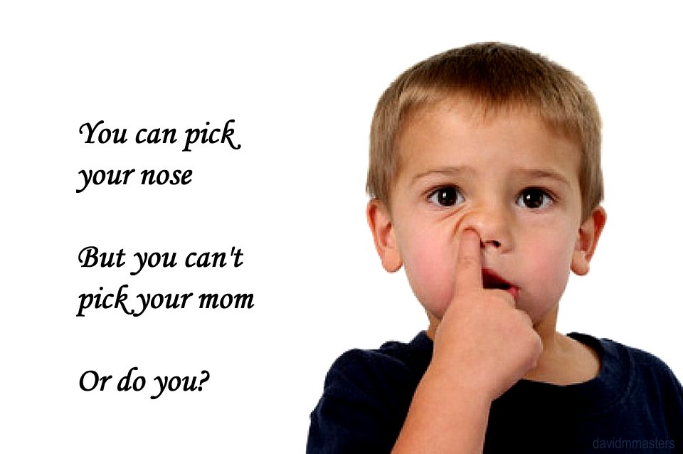 You can pick your nose but you cant pick your mother